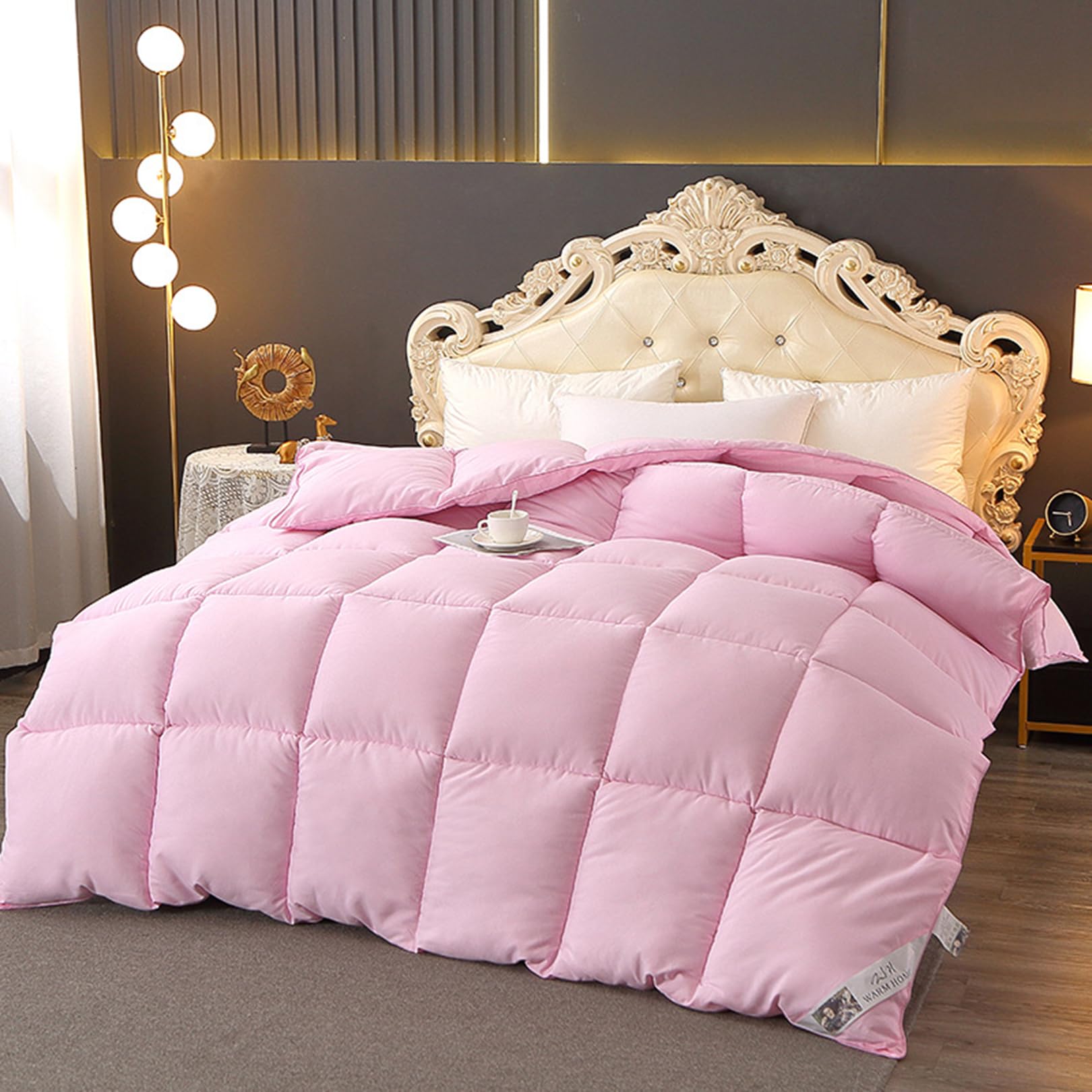 Yinghesheng 4 Seasons Coverless Duvets 350GMS, 2 Person Microfiber Duvet, Lightweight Warm Comfortable Breathable Summer King Size duvet,Pink,200x230cm2kg