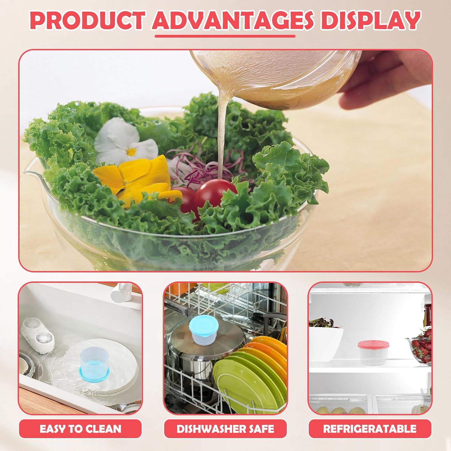 6 Pcs Small Food Containers with Lids, Plastic Snack Pots Reusable Transparent Round, 150ml Food Storage Jar Mini Airtight Kitchen multi colour, for Lunch, Yogurt, Microwave Freezer Safe