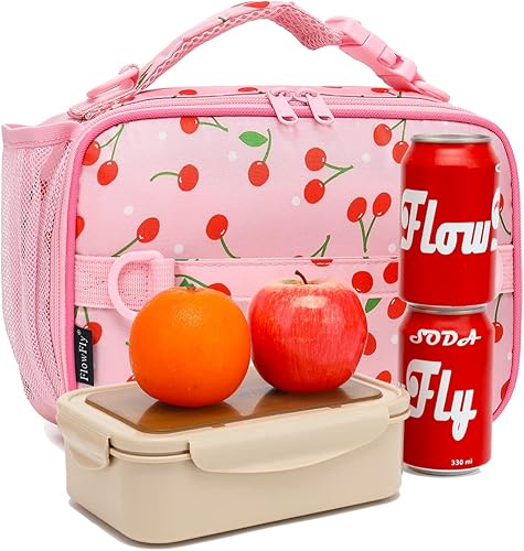 Miniatura 43 de FlowFly - Lonchera para niños, lonchera escolar aislante duradera con correa para el hombro y soporte para botellas, bolsa térmica pequeña