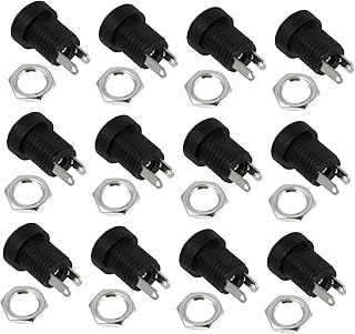 UKCOCO Conectores De Alimentación De De 5 5 X 2 1 Mm para Electrónica Color Negro De Alta Conductividad para Montaje En Panel 24 Unidades por Bolsa