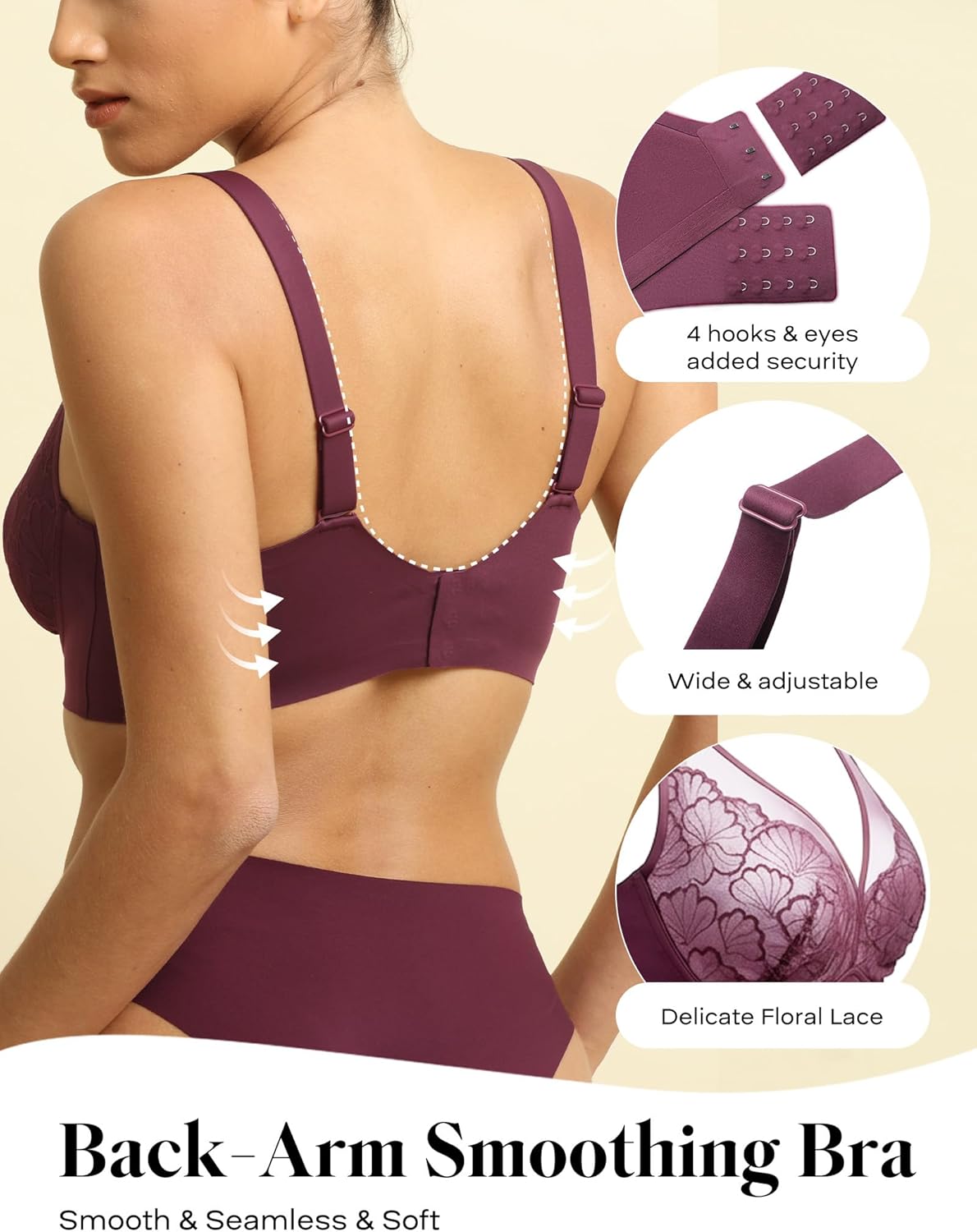 COMFELIE Wireless Lace Bras Seamless Everyday Bra Sexy Comfy Unlined Bralette - Image 4