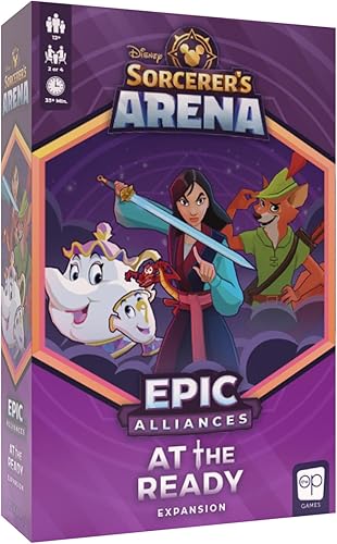 Disney Sorcerer's Arena Epic Alliances at The Ready Expansion  Con Robin Hood, Mrs. Potts y Mulan  Juego de mesa familiar y estrategia oficial de