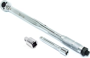 Bastex 1/2 inch Drive Click Torque Wrench, 10150 ft./lb, CR-V Steel 28-210 Newton Meter with Extension Bar