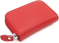 Vista 4 de Zhoma Tarjetero RFID de bolsillo con ventana para ID piel genuina S Rojo