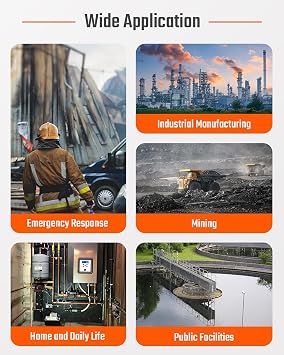 TopTes Guard-101 Gas Detector, 4 Gas Monitor for H2S, CO, LEL and O2, with Vibration, Visual and Audible Alarms, 14h Long Battery Life, Safety Explosion-Proof, for Work, Home - Orange