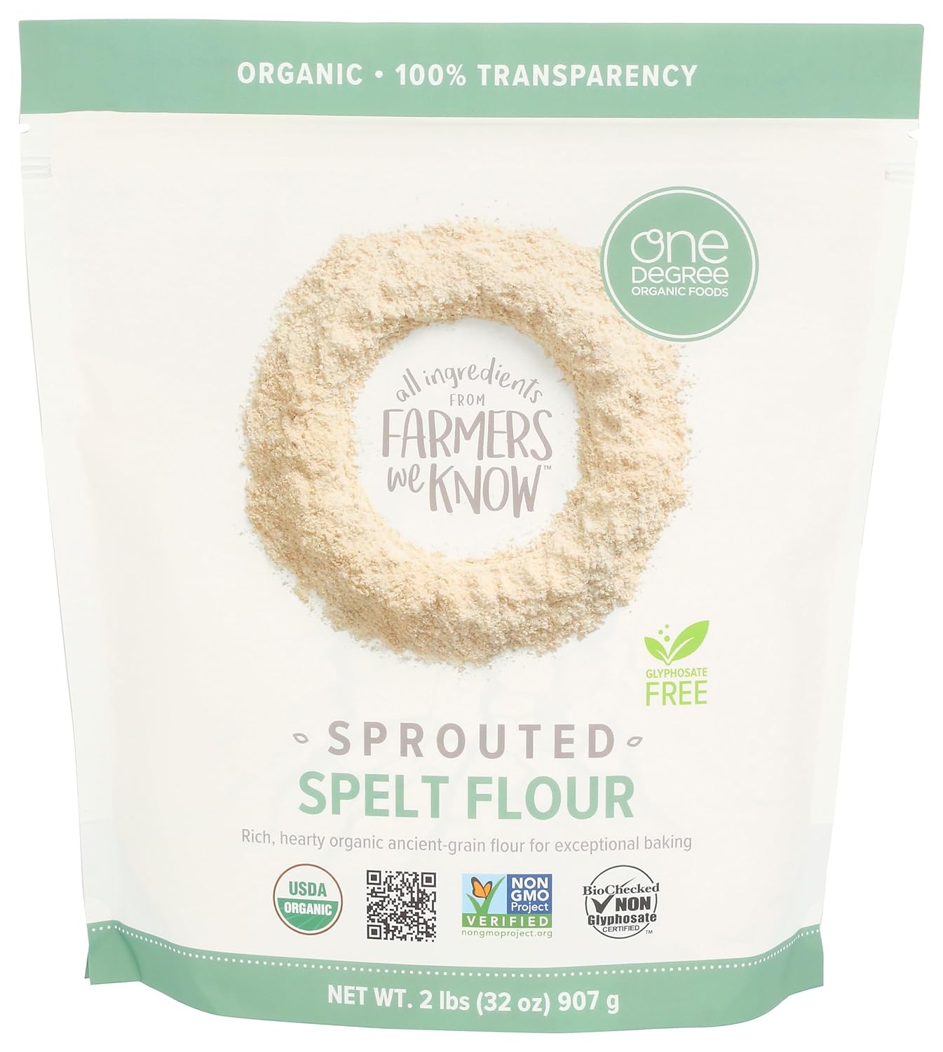 One Degree Organic Foods Organic Sprouted Spelt Flour, 80oz