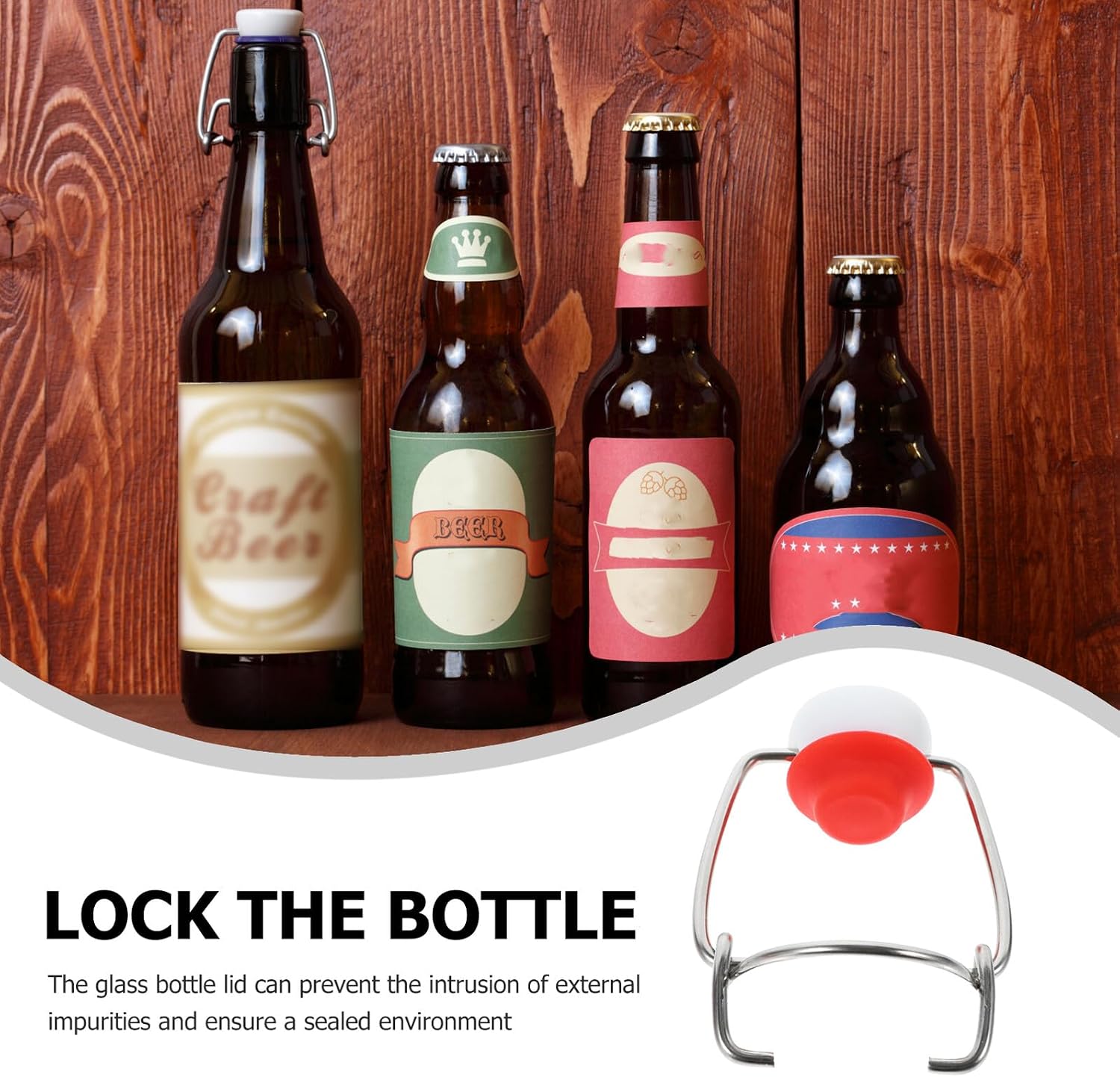 2pcs Crimson Toggle Bottle Caps Stainless Steel Flip Stoppers Leakproof Beer Bottle Swing Lids for Home Brewing and Glass