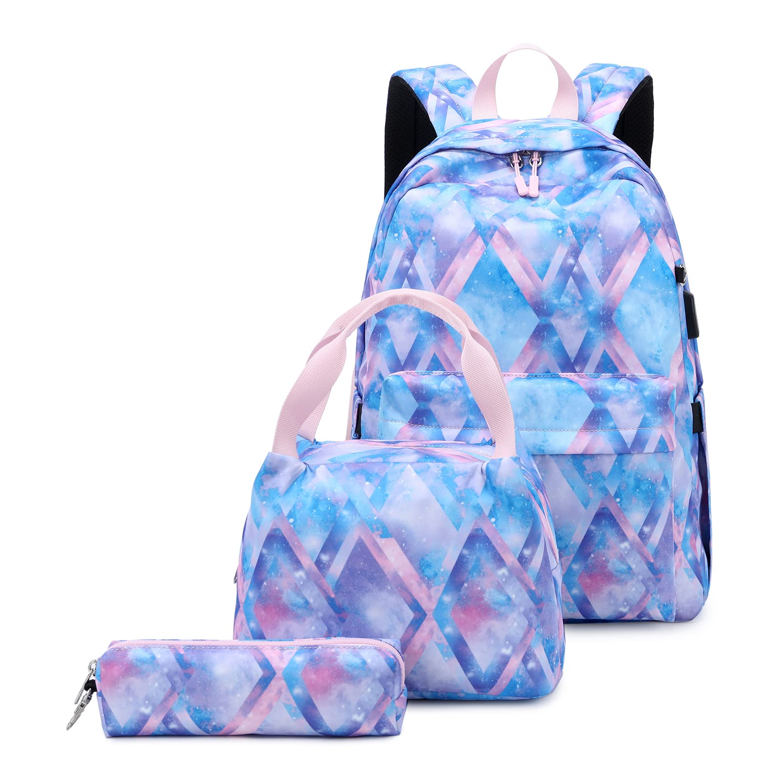 ZHIERNA Lot de 3 sacs à dos pour filles et adolescentes, sac d'école primaire, sac à dos pour ordinateur portable de 15,6"