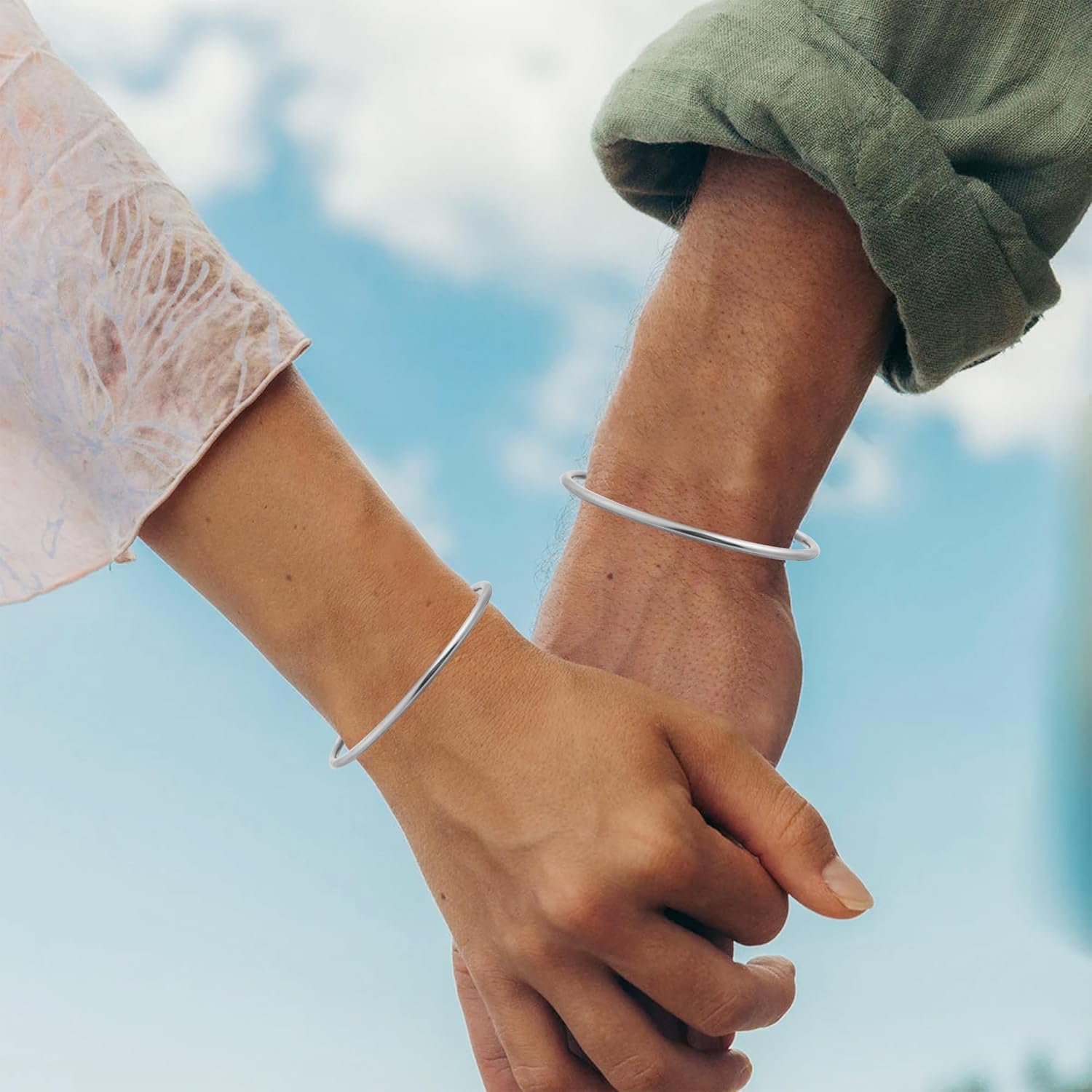 Stainless Steel Simple Cuff Bangle Bracelets for Women Gold/Silver/Rose Gold Plated Torque Bangles 3mm Stacking Open Cuff Bangles 2 Pcs/lot Gifts Jewelry for Women Men (Inner=60mm) - Image 5