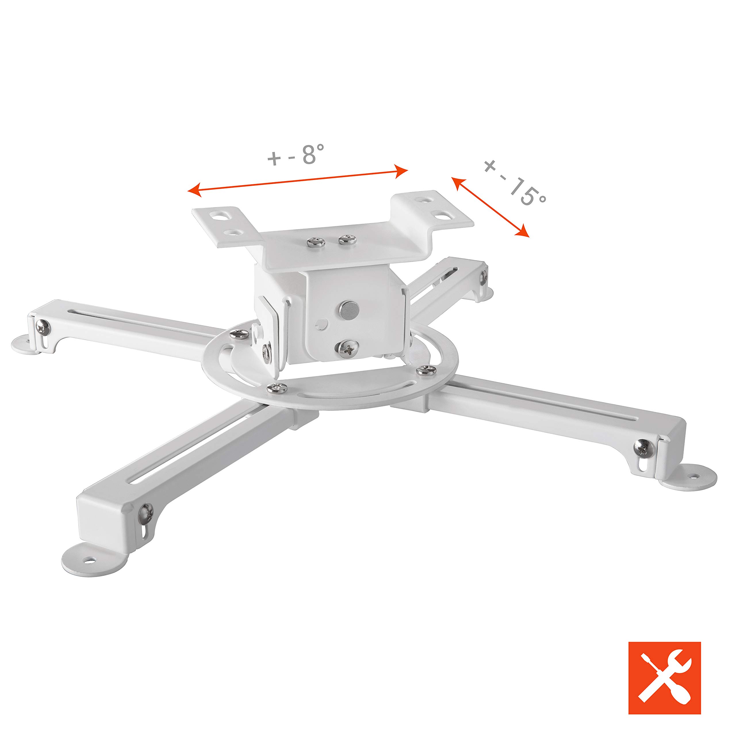 celexon universal Beamer-Decken-Halterung Multicel 1000Pro weiß | neigbarer & schwenkbarer Projektor-Halter mit 10 cm Deckenabstand | Tragkraft max. 15Kg