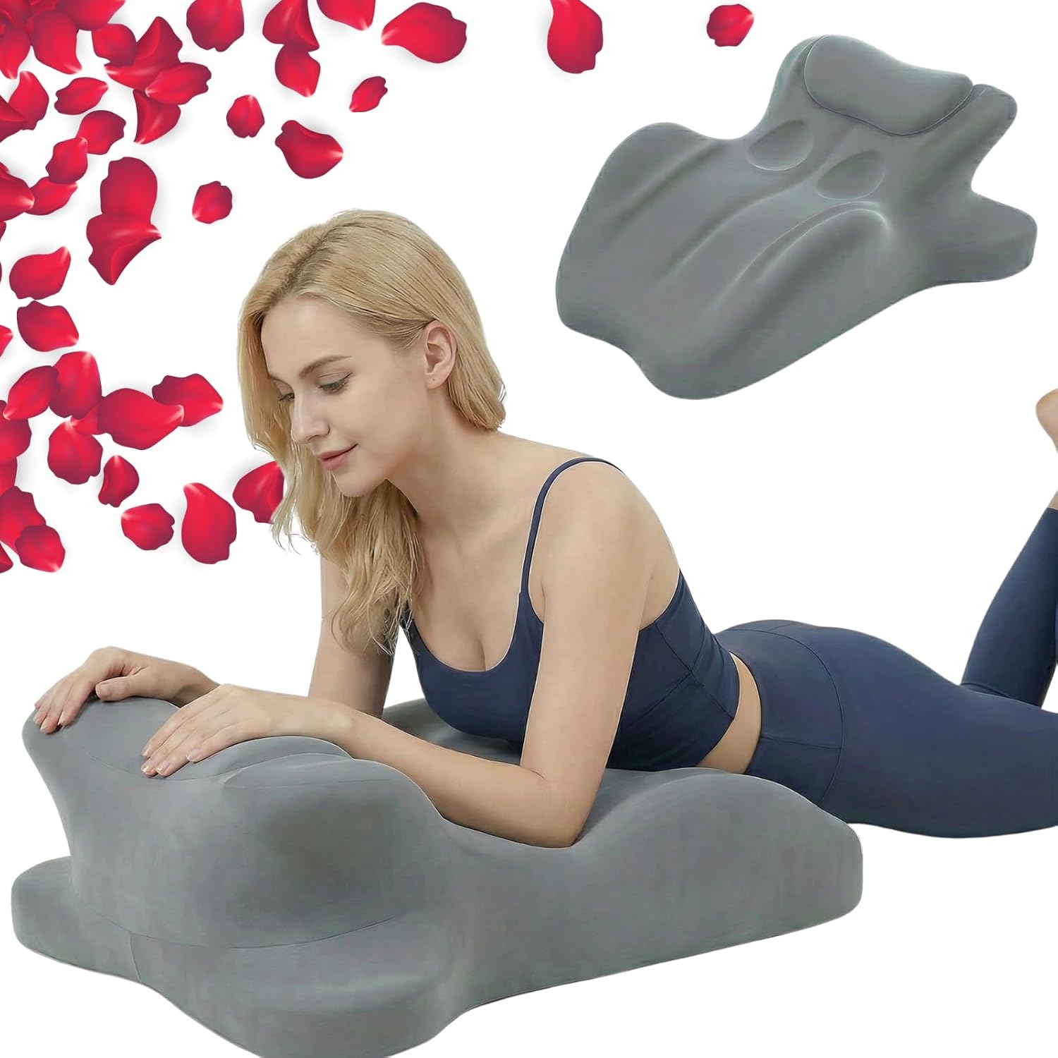 Sweet Spot Pillow, Chiro Monk Pillow for Couples, 27° Angle Perfect Position Ergonomic Contoured Support Pillow, Multi-Functional Memory Foam Lounger Cushion Back Support (Grey)