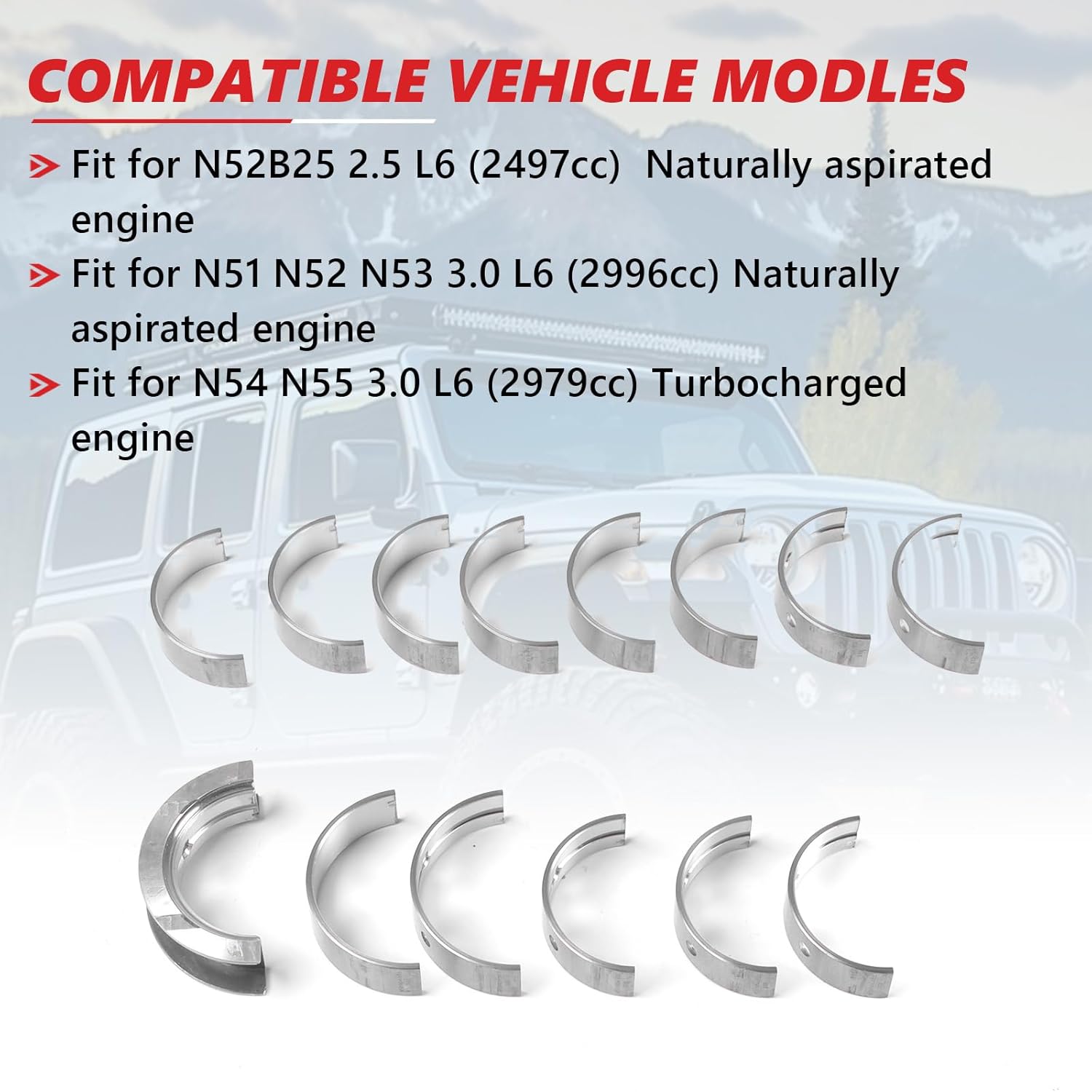 Crankshaft Main Bearings Guide Set 11217627037 11217627031 Fits for 128i 335i 740Li X3 X5 N52 N54 N55 3.0 Auto Crankshaft Main Bearings Guide Set 11217581009