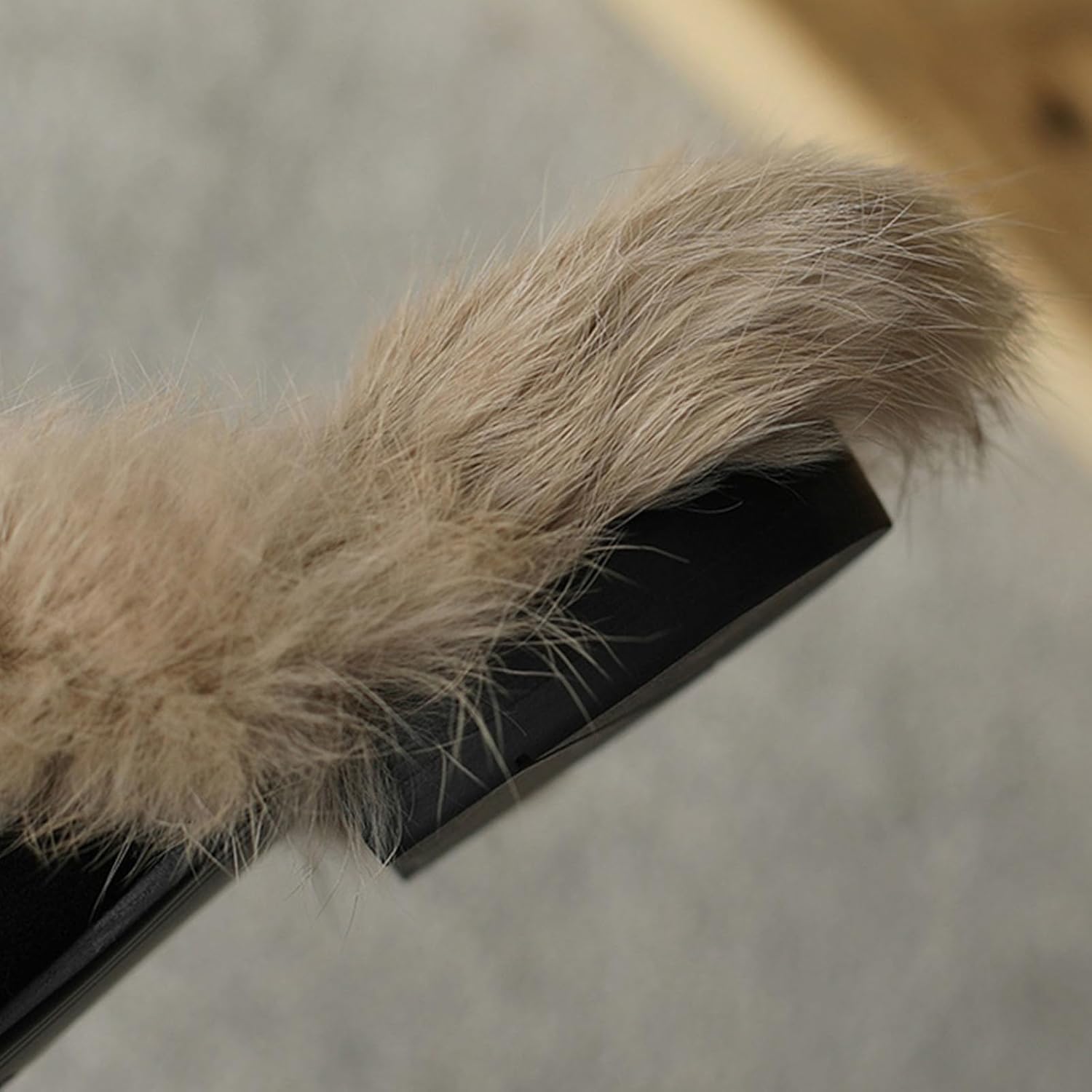 Bellirala Women's Rabbit Fur Lined Flat Mules & Clogs Fluffy Furry Slides Low Heels Loafers Faux Suede Closed Round Toe Backless Slippers Fall Winter Shoes - Image 6