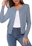 Newshows Women's Solid Button Down Long Sleeve Classic Crew Neck Knit Cardigan Sweater