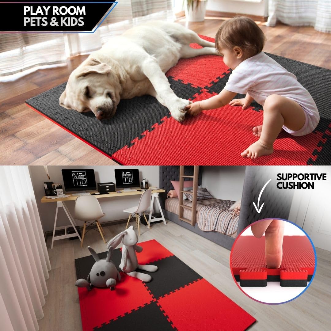 Tapis De Sol En Mousse EVA épais 2 Cm – 50x50 Cm, Emboîtable, Réversible, Pour Salle De Sport, Aire De Jeu, Protection Sol