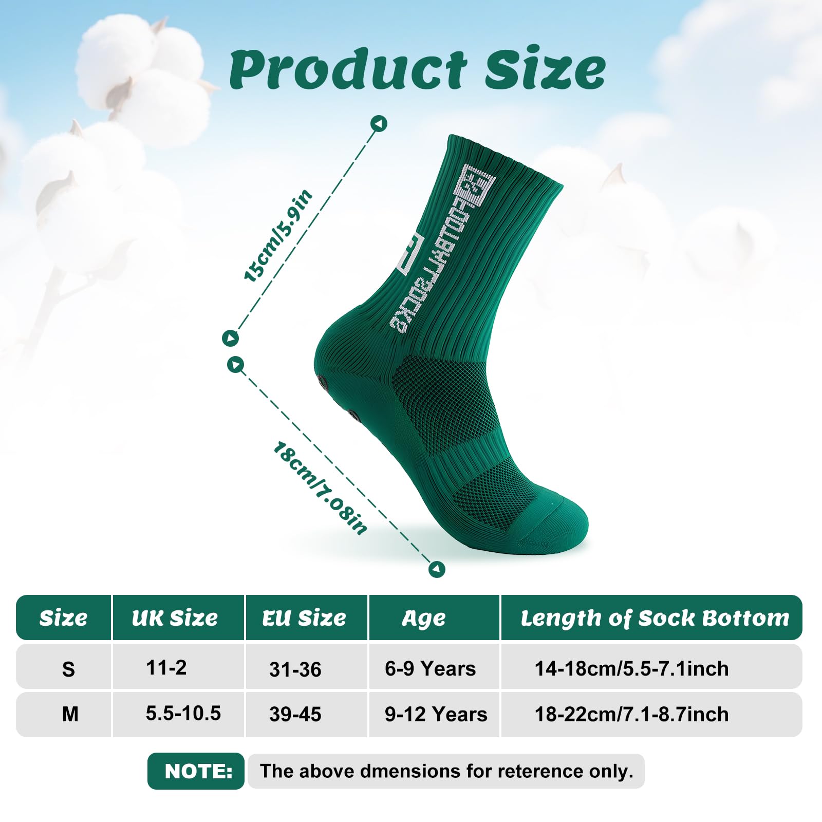 Okdance Grip Socks - 3 paia di calzini da calcio antiscivolo per bambini e ragazzi, antiscivolo, per basket, baseball, calcio, sport