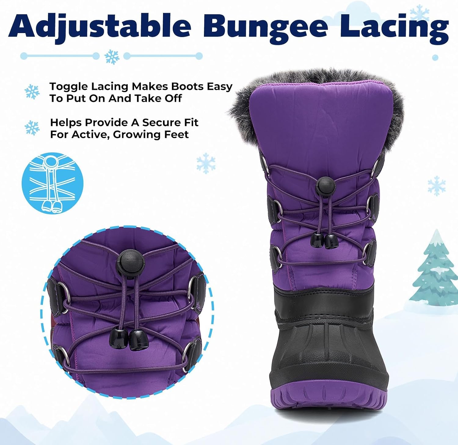 Mishansha Boys Girls Waterproof Snow Boots, Kids Insulated Winter Boots