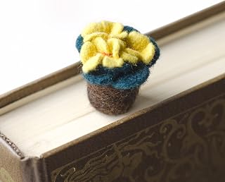 Handmade Felted Flower Pots Bookmark Gift for Reader Cute Bookmark 3D African Violet Pots Bookmarks for Teacher