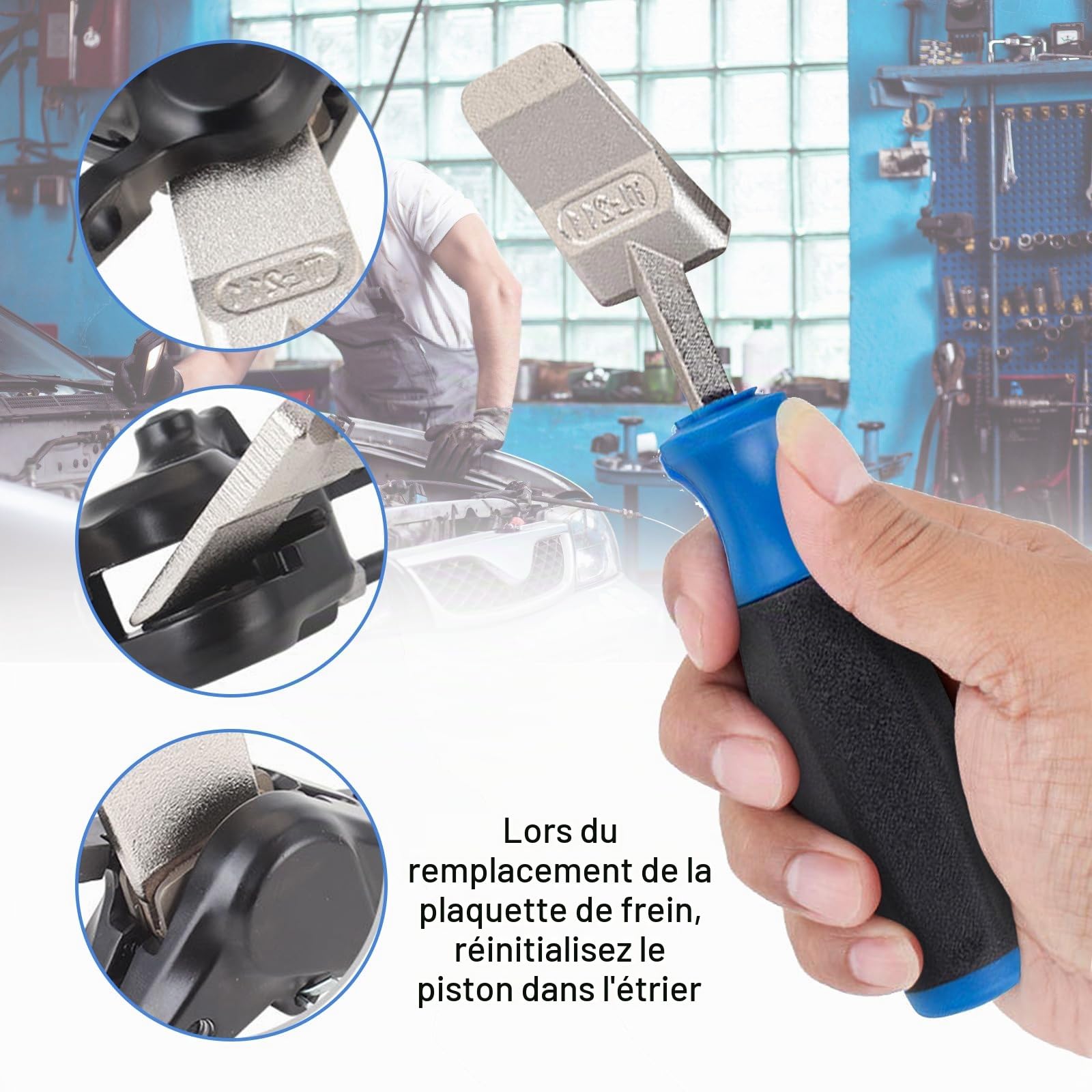 Presse À Piston Hydraulique, Outil Pressage Piston Vélo, Écarteur De Piston De Frein, Kit 3 Pièces, Fourche Pour Aligner Les Rotors Et Régulateurs D'Écart Pour Disques De Frein Pour Vélo, Vtt, Bleu
