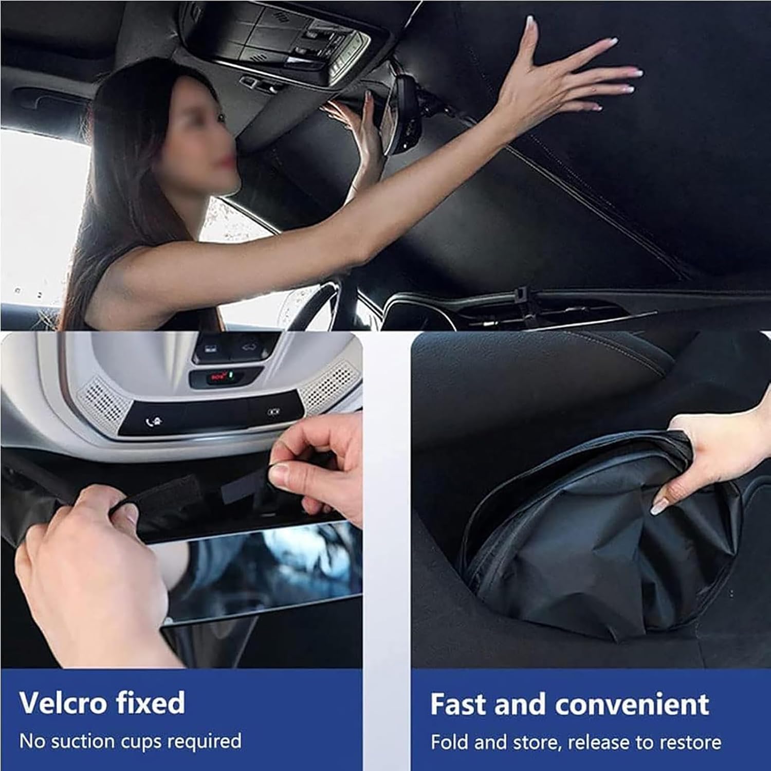 Car Windshield Sun Shade for Infiniti Q50 2014-2024, Foldable Front Window Sunshade Sun Visor Protector Block UV Rays Interior Accessories Keep Your Car Cool,A/Black