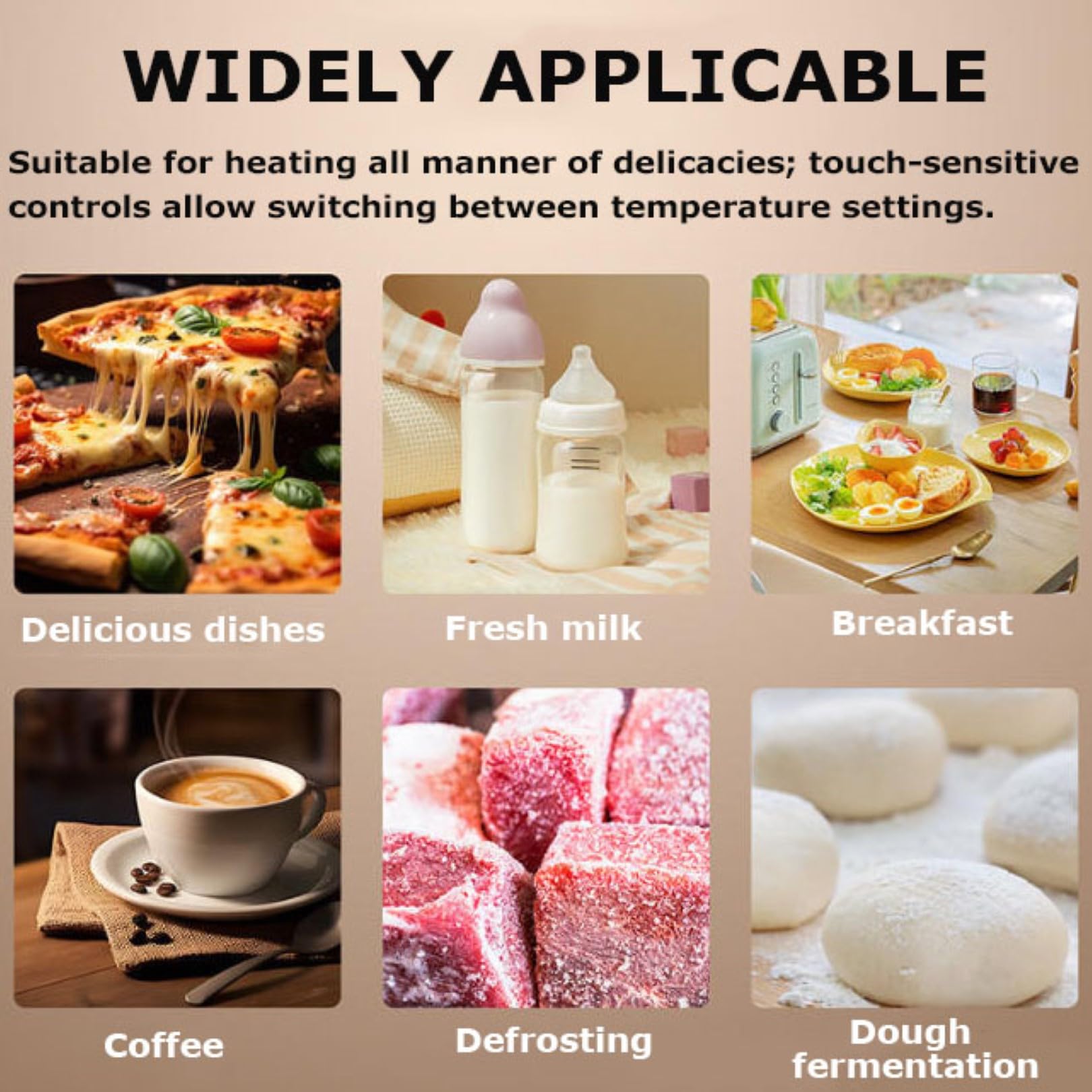 Tappetino Riscaldante per Alimenti in Silicone con 3 Impostazioni di Temperatura 60–100°C, Vassoio Elettrico Riscaldante a Superficie Completa per Buffet, Cene in Casa Black 38x38cm