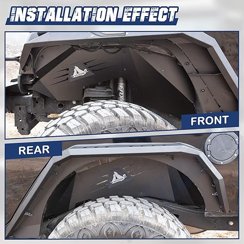 Miniatura 7 de Protectores de guardabarros interiores delanteros y traseros para Jeep Wrangler Sport Sahara Rubicon JK JKU (4 puertas/2 puertas) estilo atornillado