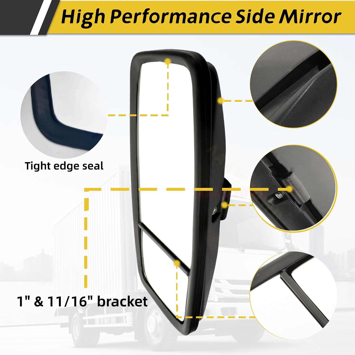 Left Driver Side Mirror Replacement For ISUZU NPR NPR-HD NQR NRR GMC Chevrolet W3500 W4500 W5500 Truck 2008-2023 Left Side Mirror Replacement For Trucks(Balck)