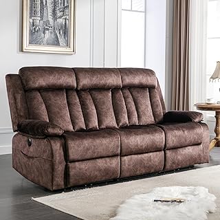 Reclining Sofa-Power Recliner Sofa with Heat and Massage,Recliner Sofa with Drop Down Table,Reclining Couch 3 Seater for Living Room,Home Theater Seating with Cup Holders,USB & Type-C Ports