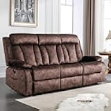 GUEAPY Reclining Sofa-Power Recliner Sofa with Heat and Massage,Recliner Sofa with Drop Down Table,Reclining Couch 3 Seater for Living Room,Home Theater Seating with Cup Holders,USB & Type-C Ports