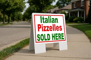 Italian Pizzelles Sold Here Folding Coroplast A-Frame Double-Sided 23in x23in