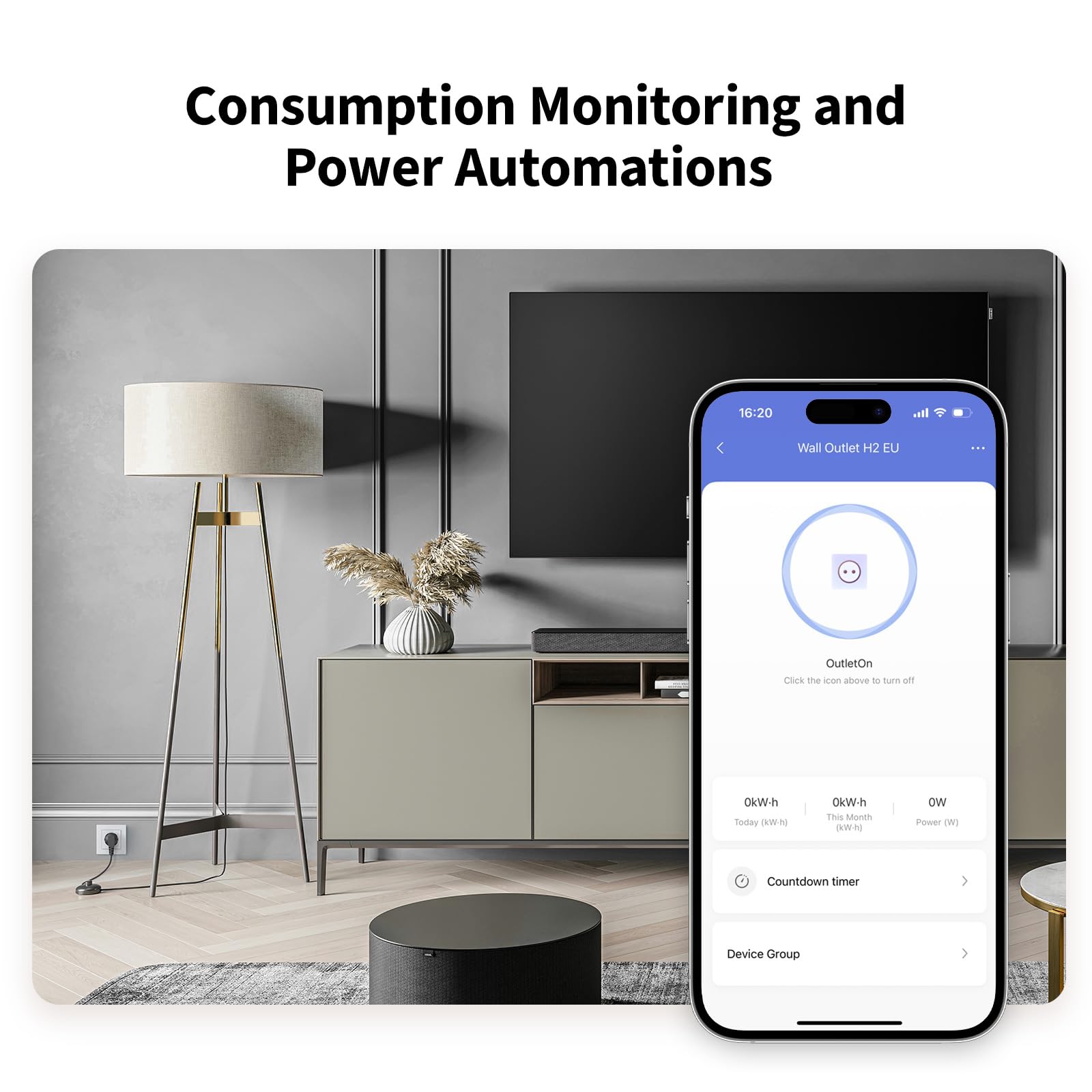 Aqara Prise Murale H2 EU, HUB Zigbee 3.0 requis, 16A, Programmation | Surveillance de l'énergie,Mode Minuterie, Commande Vocale, Compatible avec HomeKit, Alexa, Google Home, IFTTT