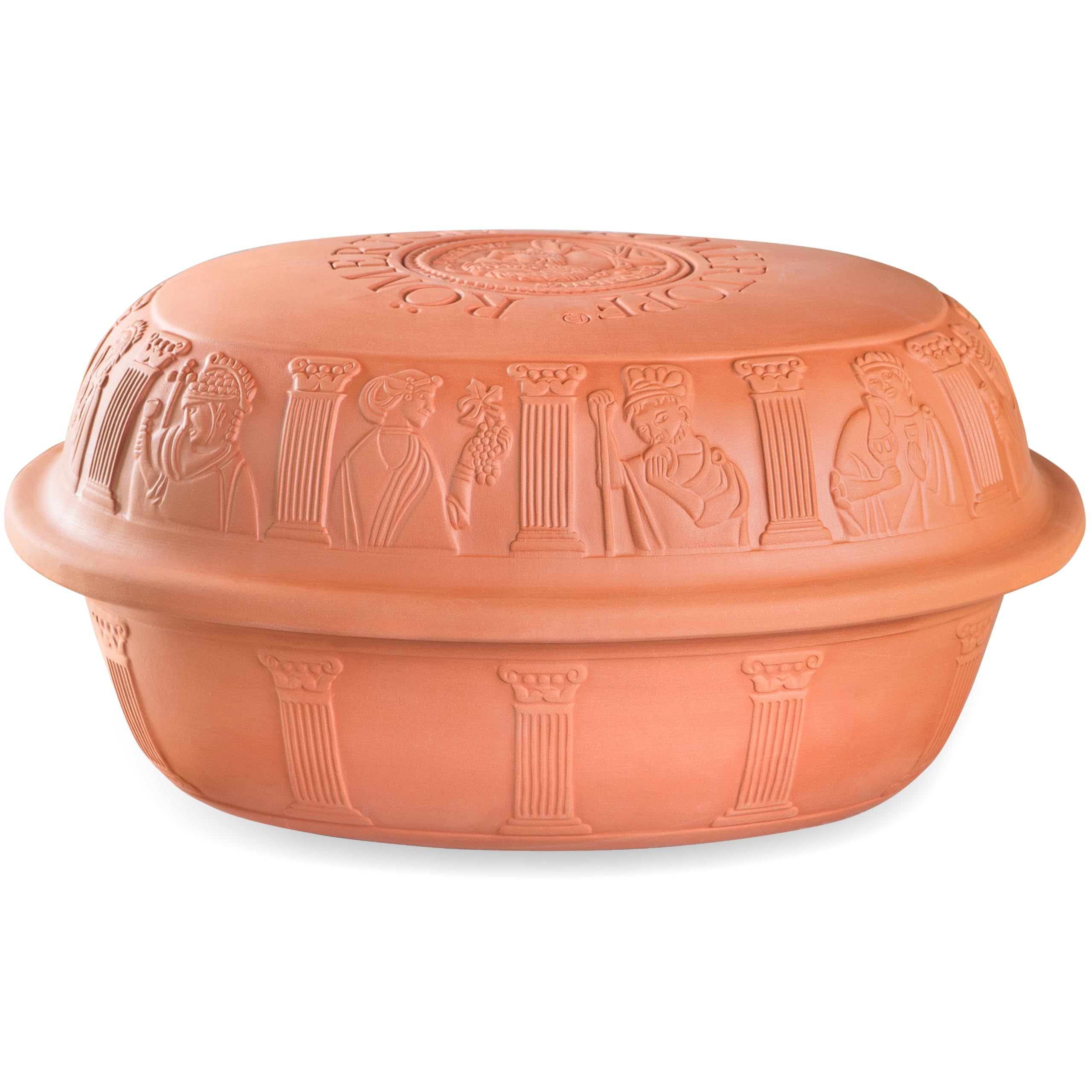 Römertopf Bräter MAXI Klassiker Gänsebräter aus Naturton, 7 Liter, für bis zu 8 Personen, Dampfgarer-Prinzip für saftige Braten, ca. 42,5 x 32,5 cm, ofenfest und spülmaschinengeeignet