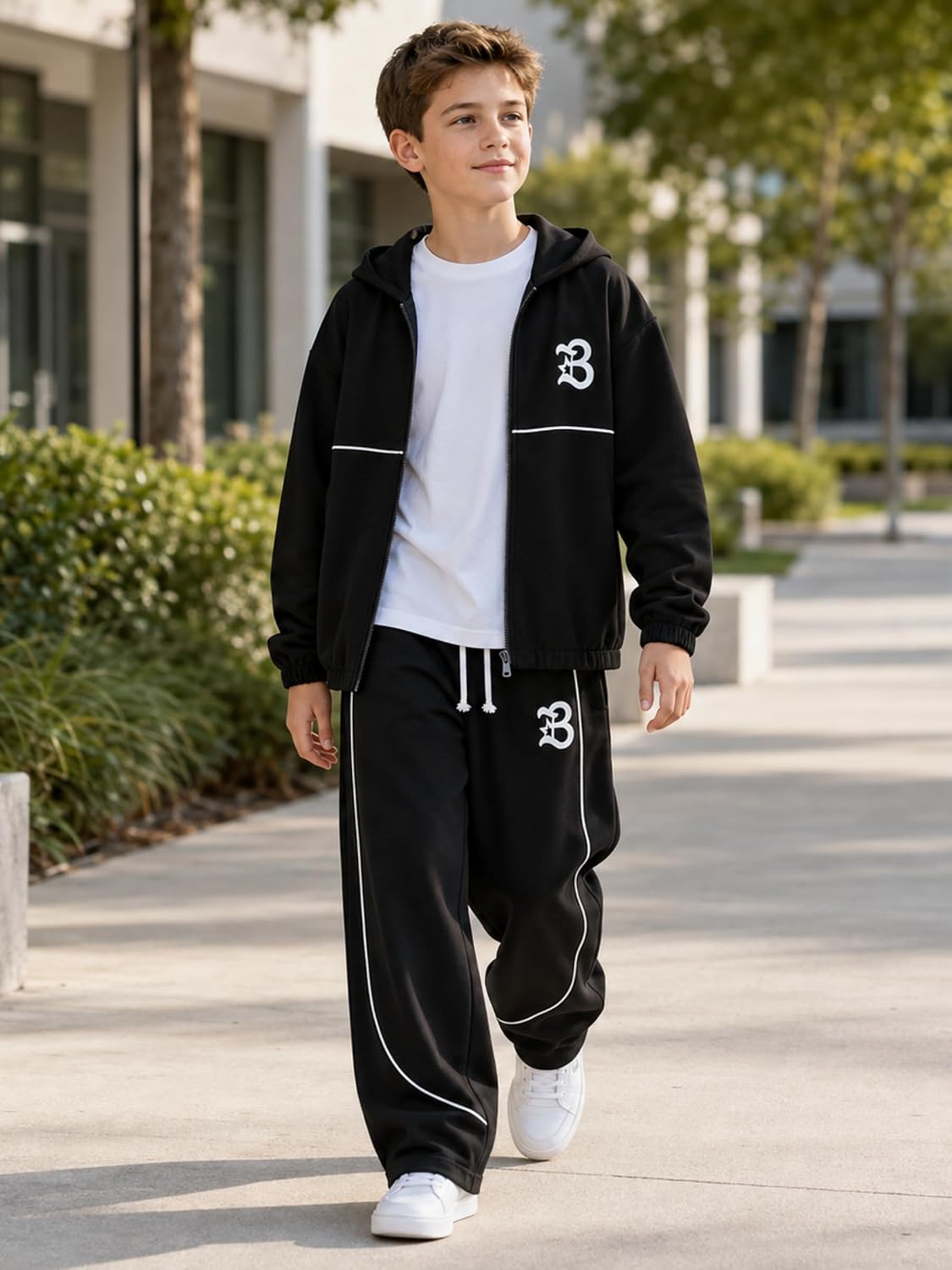 Ayzozuy Boys 2 Piece Tracksuit Set Hoodie Jacket and Joggers Sweatpants Casual Outfits for Boys 7-16Y