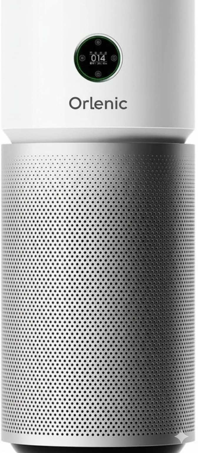 Smart Air Purifier Elite, HEPA Filter, Large Room Coverage, OLED Display, App Control, Air Quality Monitor, Grey