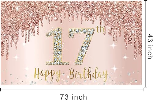 Miniatura 33 de Cartel de feliz cumpleaños número 100 para mujer, decoración de fondo de oro rosa para fiesta de cumpleaños número 100, póster rosa de cumpleaños