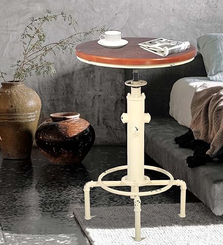 Miniatura 7 de Topower Mesa de bar industrial de 32.3-38.2 pulgadas, ajustable para cocina, comedor, mesa de café y bistró (blanco antiguo)