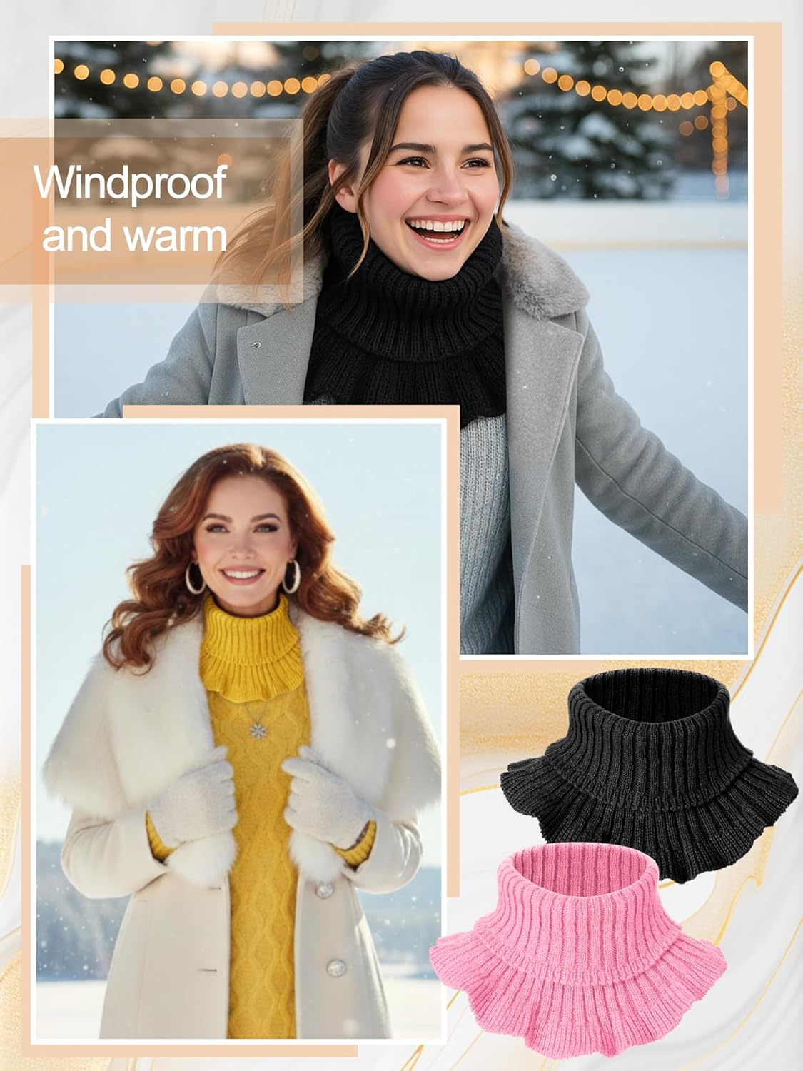 4 Pcs Winter Fake Turtleneck for Women Detachable High Ruffle Dickey Half Top Collar Warm Hand Knitted Fake Collar - Image 6