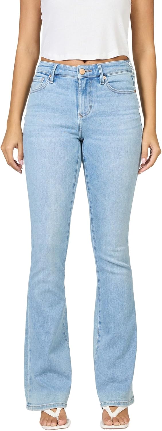 DEAR JOHN Rosa Flared Women's Jeans Mid Rise Full Inseam Comfort Stretch Denim