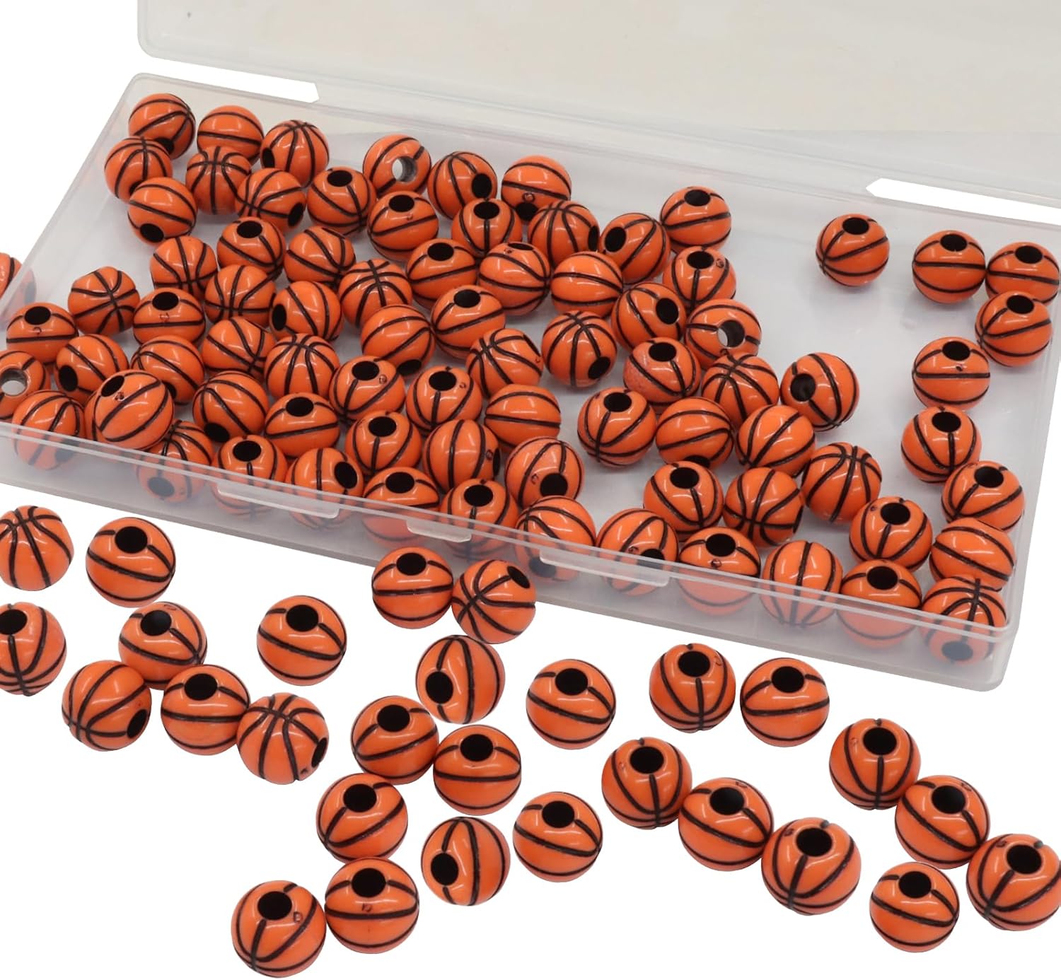 Hordion 100pcs Professional Basketball Sports Beads, Big Hole Spacer Beads for Expert Crafting - Image 2