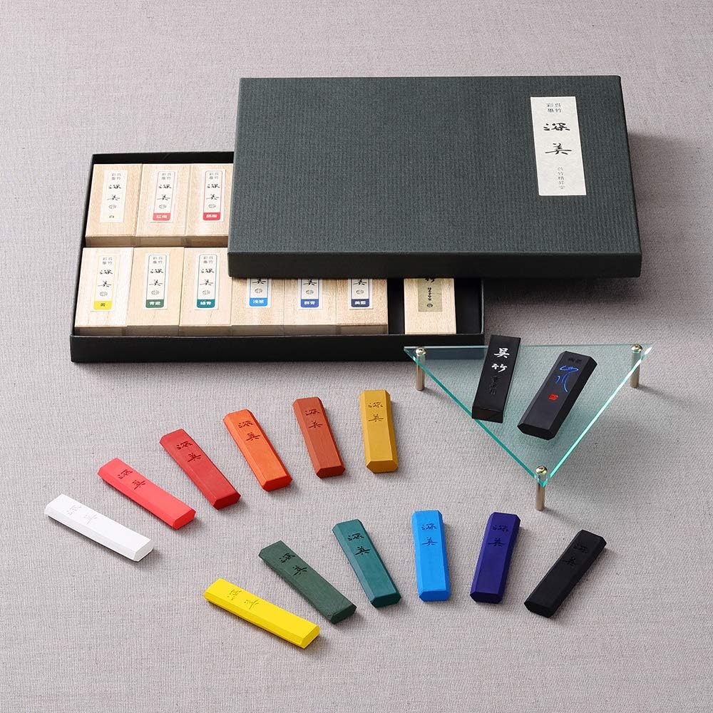 Kuretake SAIBOKU SHIMBI Sumi Ink Stick,BIAI Prussian Blue, Japanese Traditional Calligraphy and Painting, Professional Quality, for Lettering, Drawing, Signature AP-Certified, Made in Japan