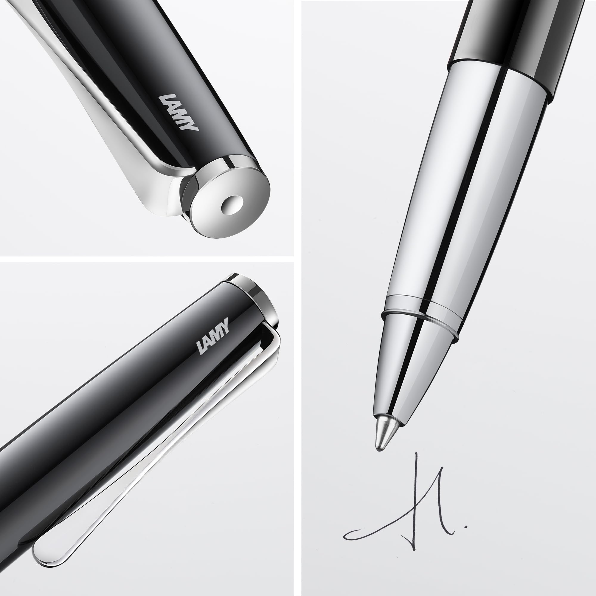 Lamy studio pianoblack roller - universale con involucro elegante in metallo - con clip a forma di elica e larghezza di tratto M - con refill roller M 63 nero