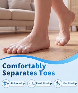 Soft Toe Spacers for Women and Men, Silicone Toe Separators with Breathable Airflow Channels, Washable Reusable Design for Daily Use, Stretching and Comfort, 1 Pair