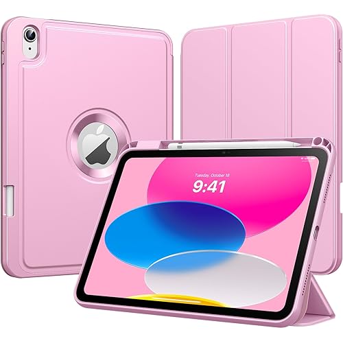 MoKo for iPad (A16) 11th Generation 2025 11-inch/10th Generation 10th 2022 10.9 inch Case with Pencil Holder, Smart Trifold Protective iPad Case with Soft TPU Back Stand Cover, Auto Wake/Sleep, Pink