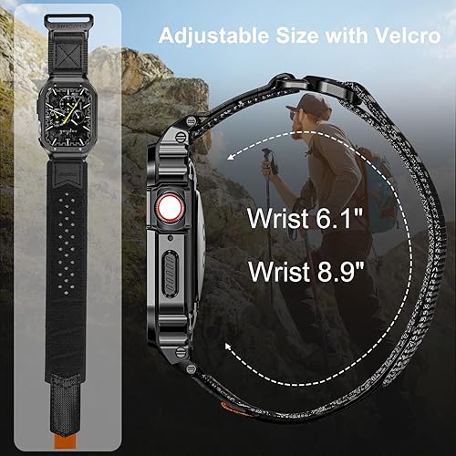 Miniatura 6 de SUPLINK Funda de acero inoxidable y correas de nailon compatibles con Apple Watch Band de 1.496 pulgadas, 1.575 pulgadas, 1.614 pulgadas, correa