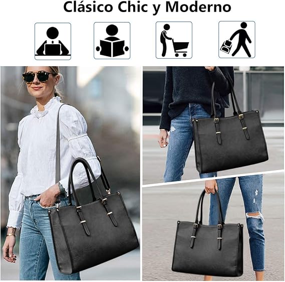 Bolsas de Mujer Bolsos de Mujer Cuero Ligero Impermeable Tote Bolsas para  Mujer 15.6 Pulgadas Grande Bolsas Totes Mujer Portafolios para Laptop,  Negro : Amazon.com.mx: Electrónicos