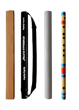 STARDEALS Professional F Natural 7 Holes Medium Right Hand Bamboo Flute/Bansuri With Free Carry Bag (14 Inch)