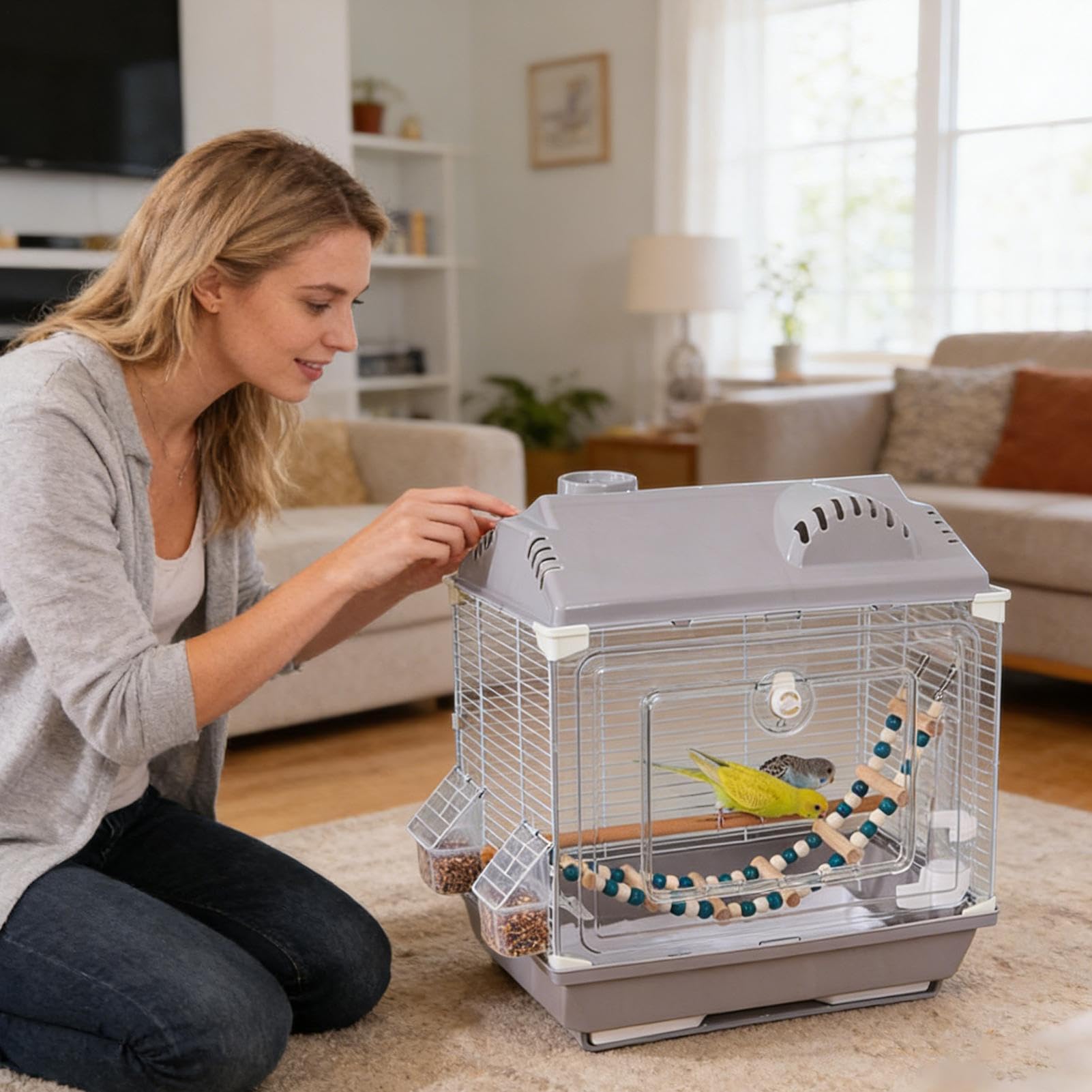 Transportín de Viaje para Aves Transportín Portátil Transpirable y Antifuga | Transportín Para Aves Ninfas Y Animales Pequeños Para Viajes Exteriores Camping Visita Al Veterinario Avión Y Hogar