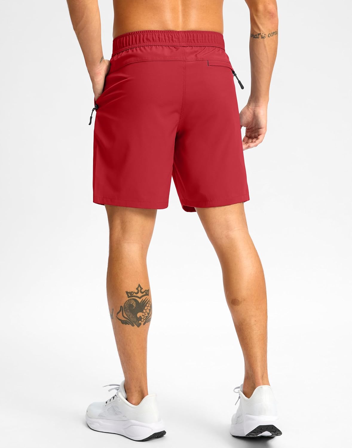 Pudolla Men's Athletic Hiking Shorts Lightweight Workout Gym Shorts for Men Outdoor Casual Travel with 3 Zipper Pockets