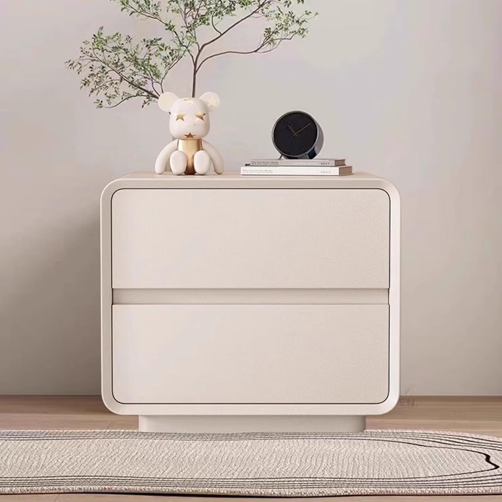 Table de chevet avec 2 tiroirs petite armoire de nuit en bois compacte