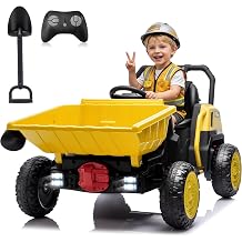 24V Ride on Dump Truck w/RMP2000W Motor, Metal Frame, Parent Remote Control, 24 Volt Ride on Car with Music, LED Lights, 24 Volt Ride on Toys for Big Kids, Yellow